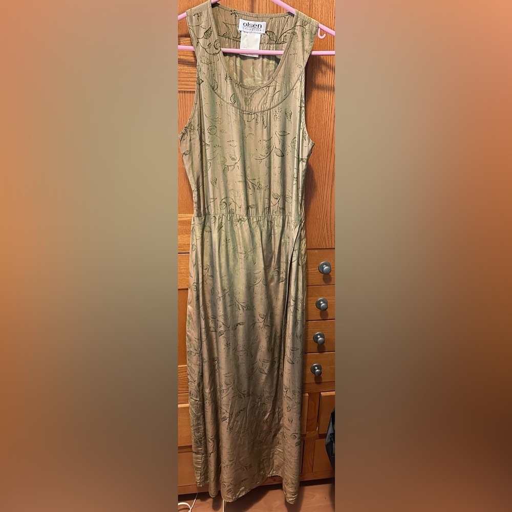 Olsen Collection maxi attached wrap silk dress, Y2K